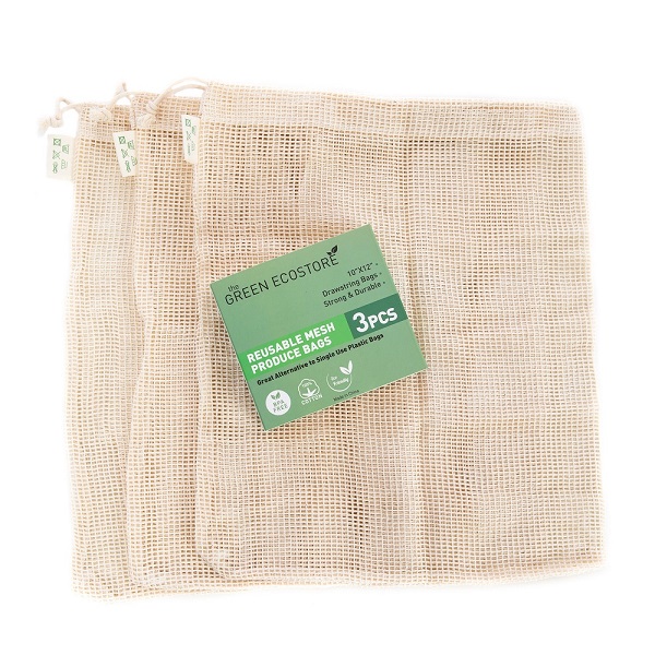 Cotton Mesh Reusable Produce Bags - 10 Pack